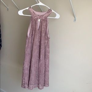 Mauve high neck lace dress